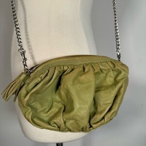 Donald J Pliner Leather Clutch Crossbody Pouch Bag Chain Strap